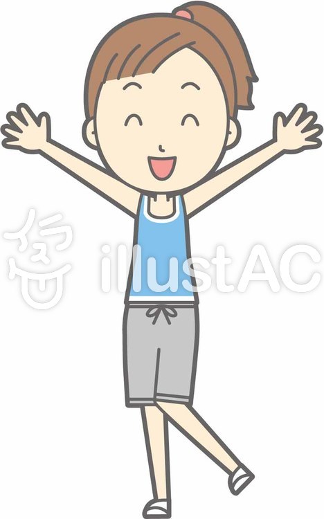 スポーツ女性b-バンザイ-全身 スポーツ女性b-バンザイ-全身のイラスト
