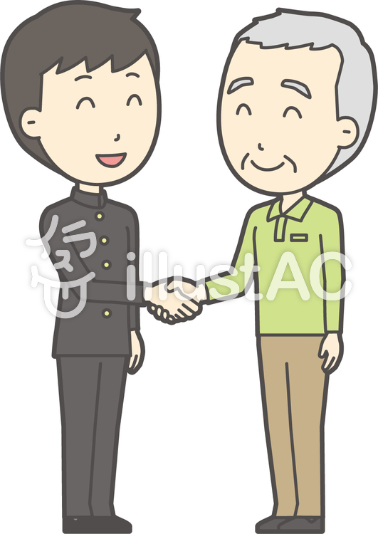 老人男性握手-036-全身 老人男性握手-036-全身のイラスト