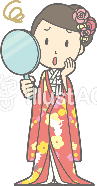 色打掛-鏡かお-全身 色打掛-鏡かお-全身のイラスト