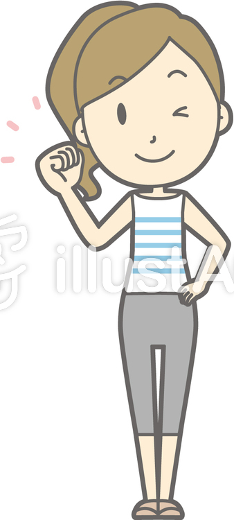 ポニー主婦g-ガッツウインク-全身 ポニー主婦g-ガッツウインク-全身のイラスト