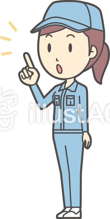 作業員女性ブルー-212-全身 作業員女性ブルー-212-全身のイラスト