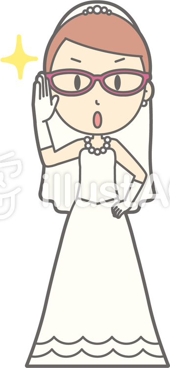 新婦ドレス-眼鏡キラリ-全身 新婦ドレス-眼鏡キラリ-全身のイラスト