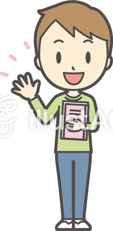 男の子グリーン長袖-093-全身 男の子グリーン長袖-093-全身のイラスト