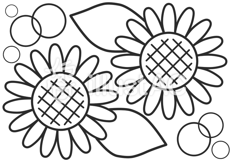 簡単なヒマワリのぬりえイラスト - No: 2008624／無料イラストなら「イラストAC」