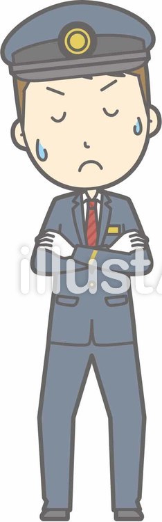 駅員男性a-うーん-全身 駅員男性a-うーん-全身のイラスト