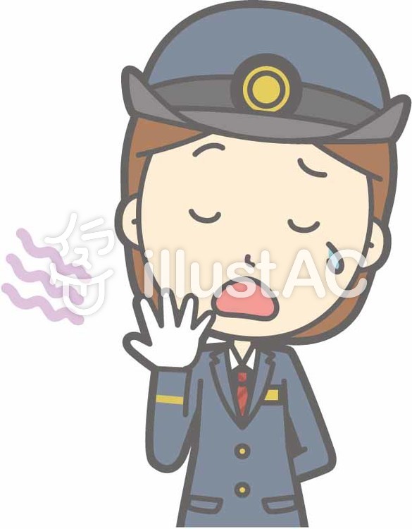 駅員女性a-あくび-バスト 駅員女性a-あくび-バストのイラスト