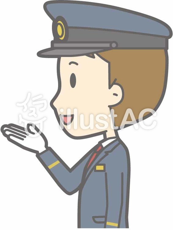 駅員男性a-案内左横-バスト 駅員男性a-案内左横-バストのイラスト