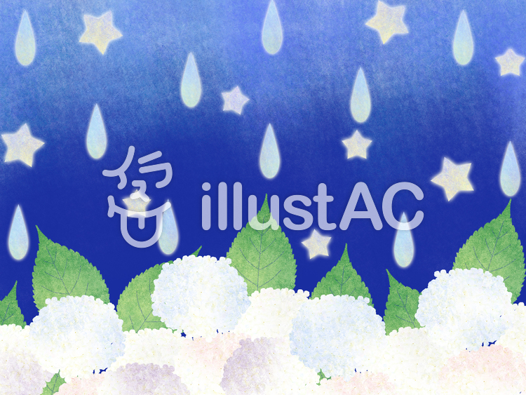 【フリーイラスト素材】雨と紫陽花(昼間)