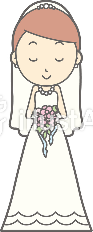 新婦ドレス-おじぎブーケ-全身 新婦ドレス-おじぎブーケ-全身のイラスト