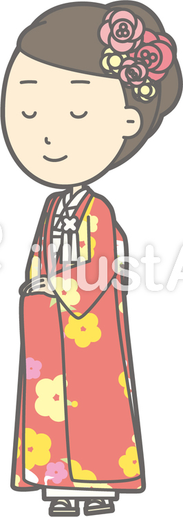 色打掛-歩く伏し目-全身 色打掛-歩く伏し目-全身のイラスト