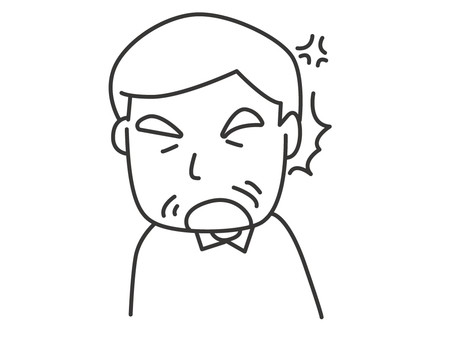 愤怒的老人的插图单色