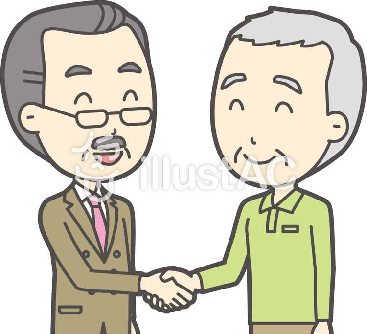 老人男性握手-007-バスト 老人男性握手-007-バストのイラスト