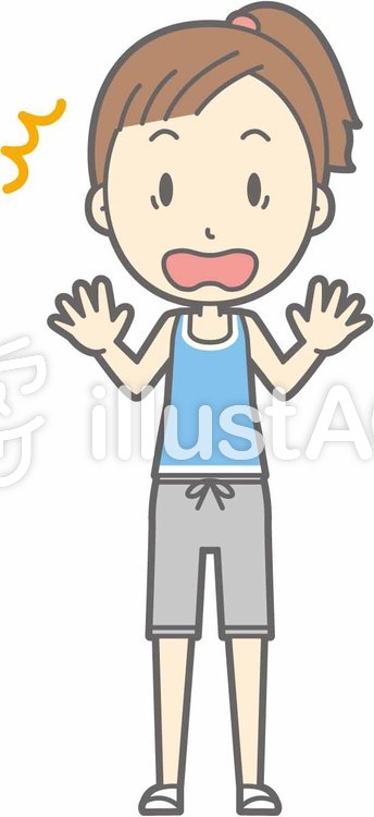 スポーツ女性b-ビックリ-全身 スポーツ女性b-ビックリ-全身のイラスト