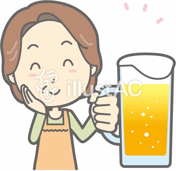 中年主婦a-ビール笑顔-バスト 中年主婦a-ビール笑顔-バストのイラスト