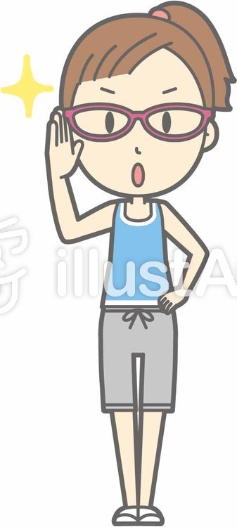 スポーツ女性b-眼鏡キラリ-全身 スポーツ女性b-眼鏡キラリ-全身のイラスト