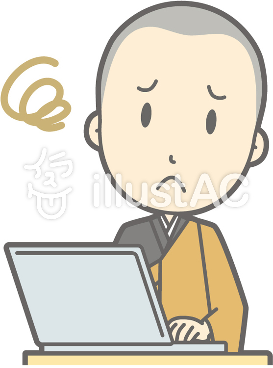 僧侶若者a-PC困る-バスト 僧侶若者a-PC困る-バストのイラスト