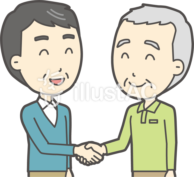 老人男性握手-043-バスト 老人男性握手-043-バストのイラスト