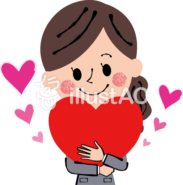 ハートを抱く スーツグレー安心女性上半身イラスト No 無料イラストなら イラストac