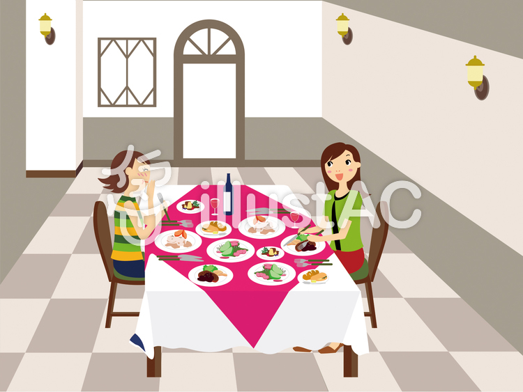 女性ディナーイラスト - No: 1072381／無料イラストなら「イラストAC」