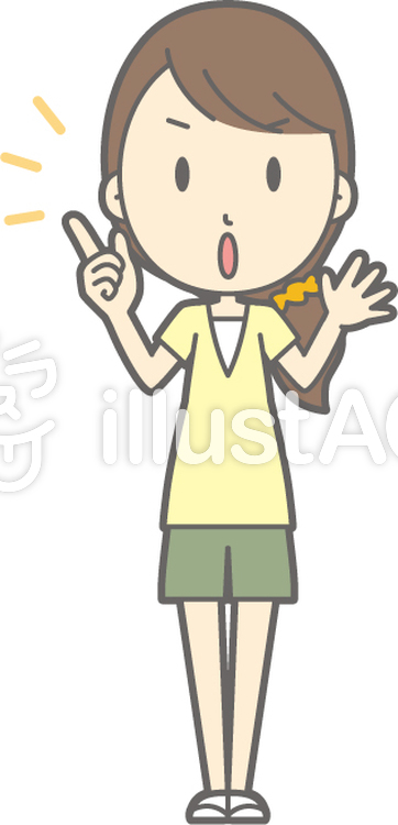 女性半ズボン-注意-全身 女性半ズボン-注意-全身のイラスト