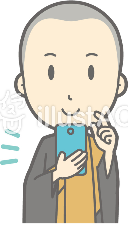 僧侶若者a-スマホ操作-バスト 僧侶若者a-スマホ操作-バストのイラスト