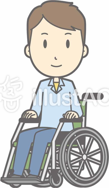 私服男性a-車椅子笑顔-全身 私服男性a-車椅子笑顔-全身のイラスト