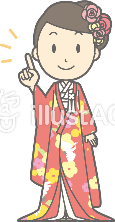 色打掛-指差し笑顔-全身 色打掛-指差し笑顔-全身のイラスト
