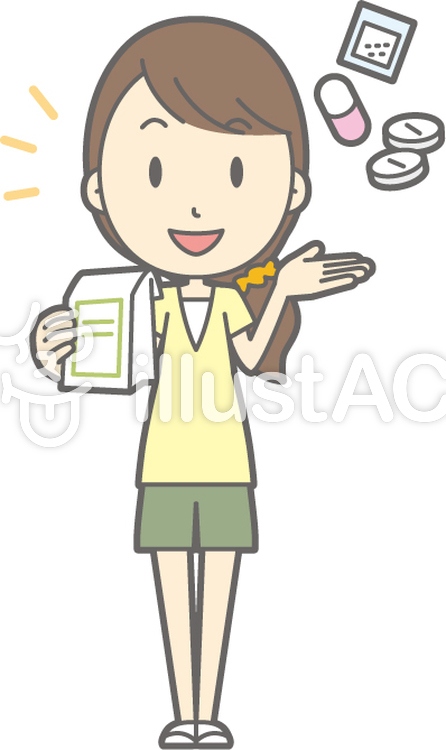 女性半ズボン-薬-全身 女性半ズボン-薬-全身のイラスト