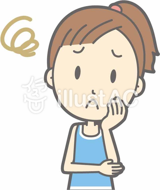 スポーツ女性b-困った-バスト スポーツ女性b-困った-バストのイラスト