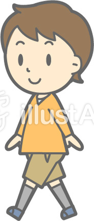男の子-歩く-全身 男の子-歩く-全身のイラスト