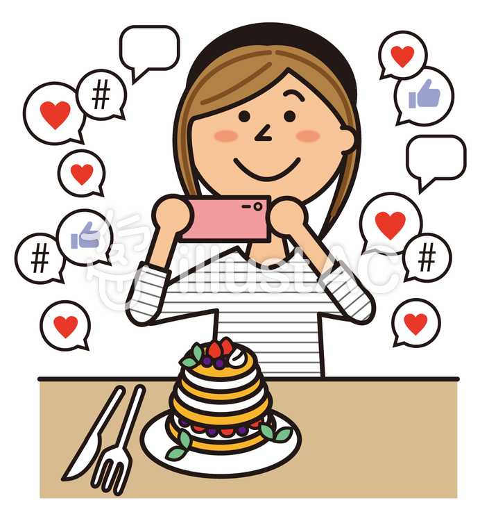 SNS用に写真を撮る女子 SNS用に写真を撮る女子のイラスト