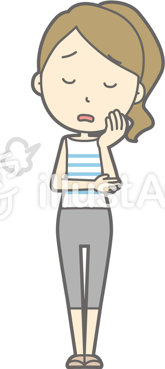 ポニー主婦g-ため息-全身 ポニー主婦g-ため息-全身のイラスト