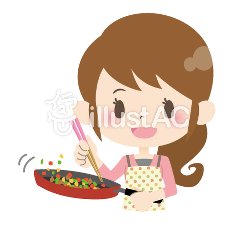 主婦a 料理 炒めものイラスト No 無料イラストなら イラストac