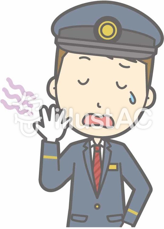 駅員男性a-あくび-バスト 駅員男性a-あくび-バストのイラスト