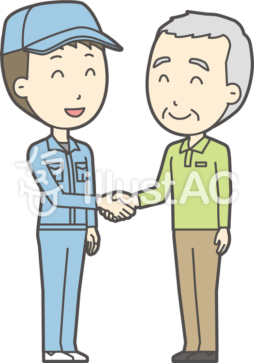老人男性握手-018-全身 老人男性握手-018-全身のイラスト