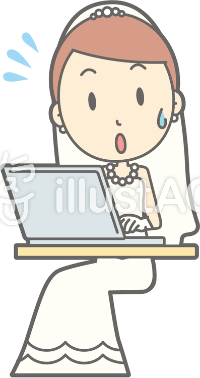 新婦ドレス-PC焦る-全身 新婦ドレス-PC焦る-全身のイラスト