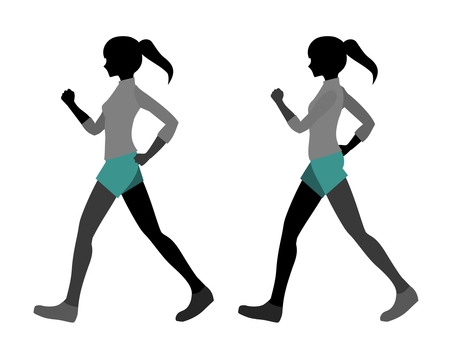 照片素材(图片): 行走的女人剪影