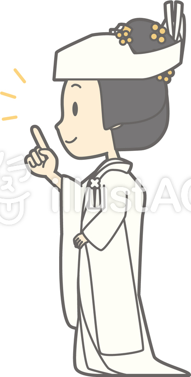 角隠し-指差し左横-全身 角隠し-指差し左横-全身のイラスト