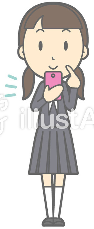 女子中生-スマホ-全身 女子中生-スマホ-全身のイラスト