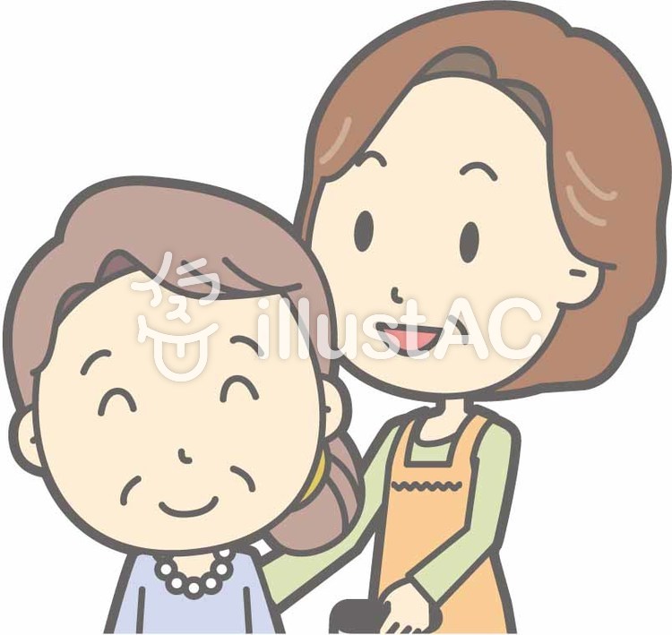 中年主婦a-車椅子押す-バスト 中年主婦a-車椅子押す-バストのイラスト