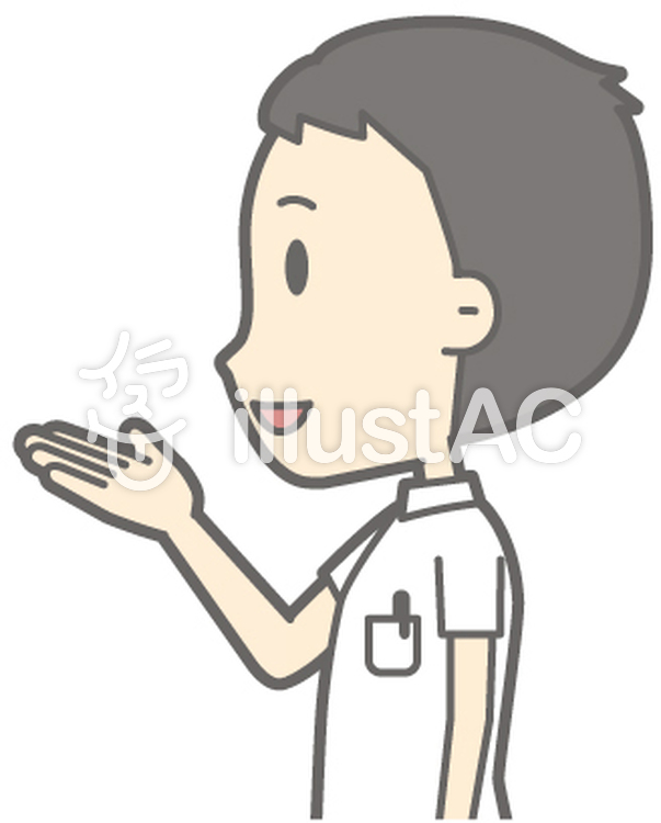 男性看護師-案内左横-バスト 男性看護師-案内左横-バストのイラスト