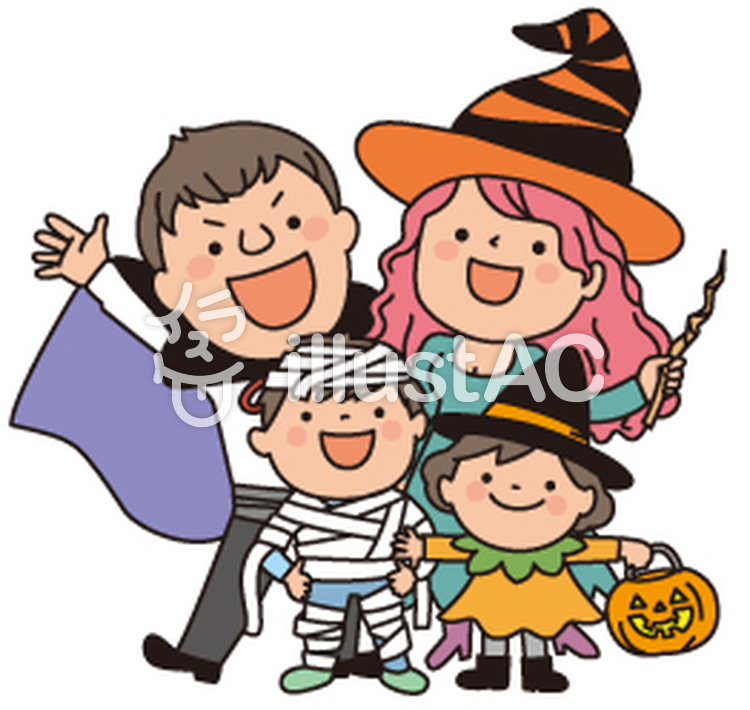 家族でハロウィンイラスト No 5623 無料イラストなら イラストac