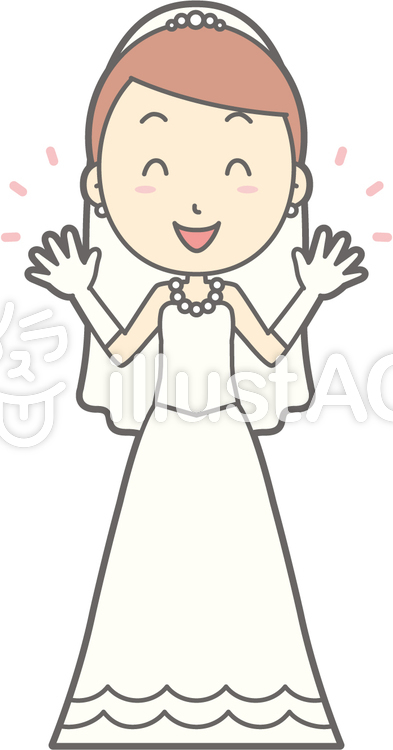 新婦ドレス-ニコニコ-全身 新婦ドレス-ニコニコ-全身のイラスト