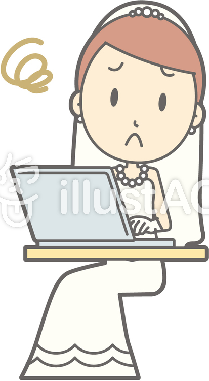 新婦ドレス-PC困る-全身 新婦ドレス-PC困る-全身のイラスト