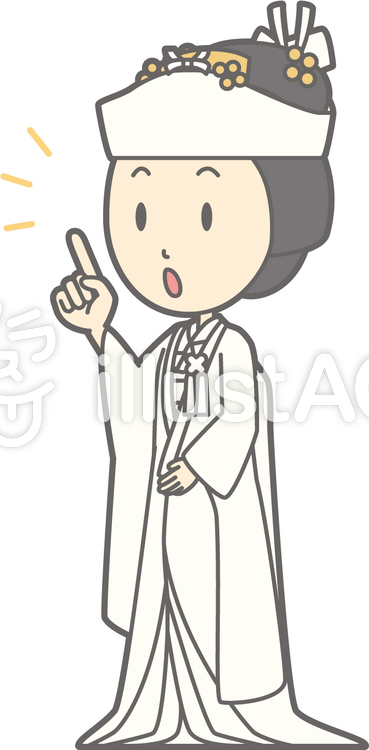 角隠し-指差し斜め左-全身 角隠し-指差し斜め左-全身のイラスト