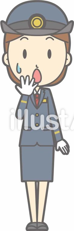 駅員女性a-心配-全身 駅員女性a-心配-全身のイラスト