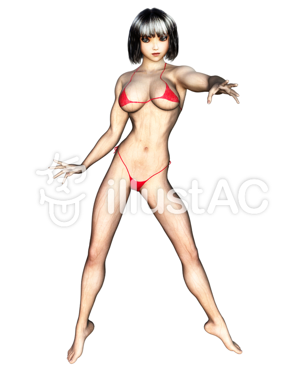 水に濡れた踊るビキニの女の子 水に濡れた踊るビキニの女の子のイラスト