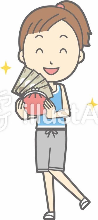 スポーツ女性b-お金持ち-全身 スポーツ女性b-お金持ち-全身のイラスト