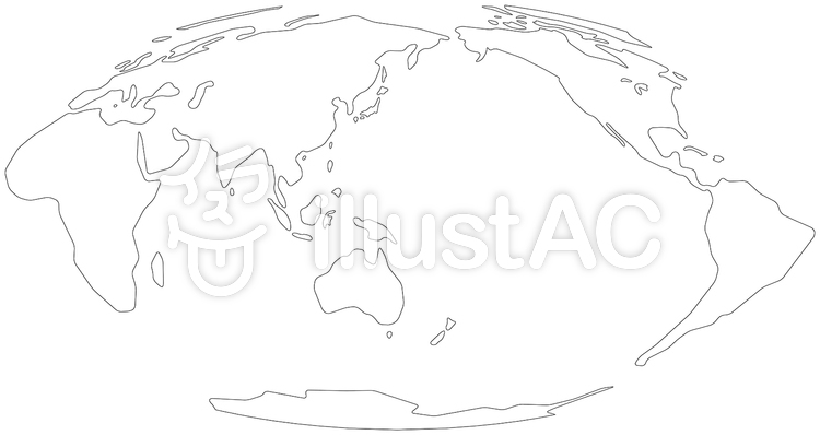 モルワイデ図法白世界地図-単純化角丸 モルワイデ図法白世界地図-単純化角丸のイラスト