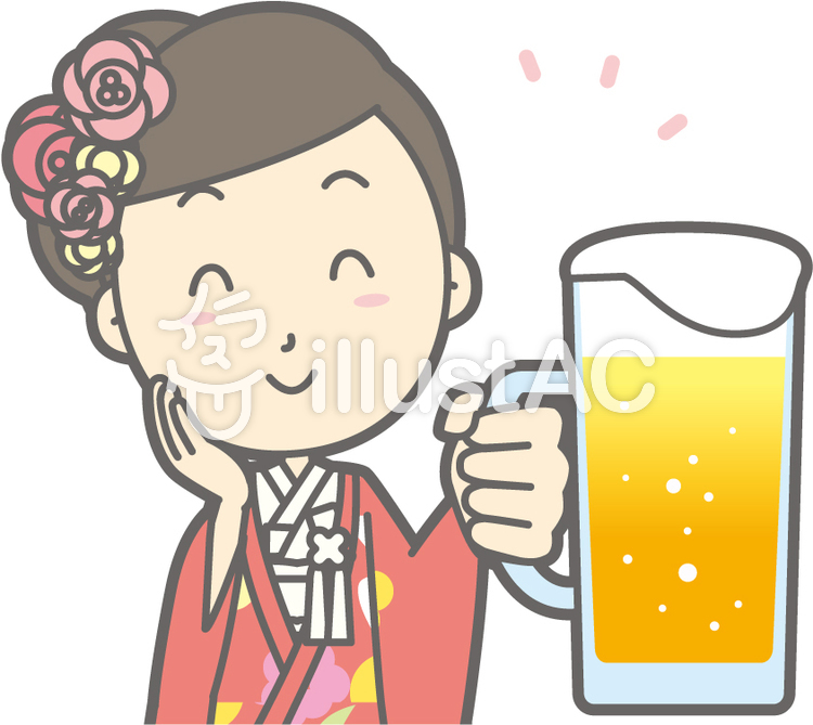 色打掛-ビール笑顔-バスト 色打掛-ビール笑顔-バストのイラスト